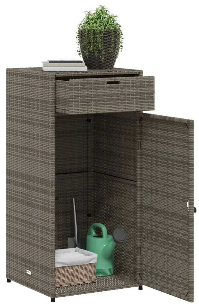 Armário de arrumação para jardim 55x55x111 cm vime PE cinzento