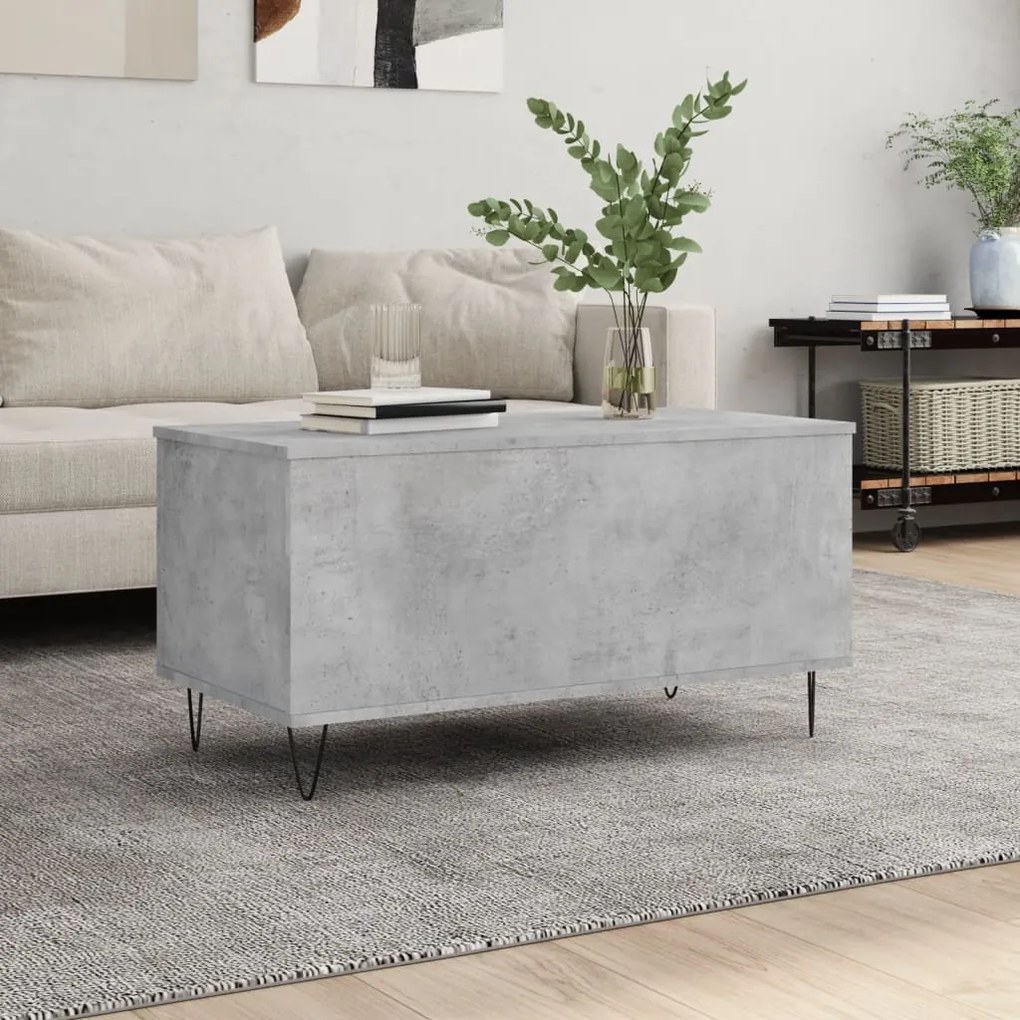 vidaXL Mesa de centro 90x44,5x45 derivados de madeira cinzento cimento