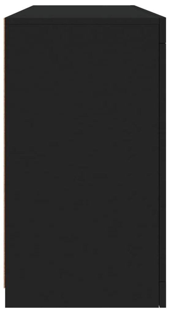 Aparador com luzes LED 142,5x37x67 cm preto