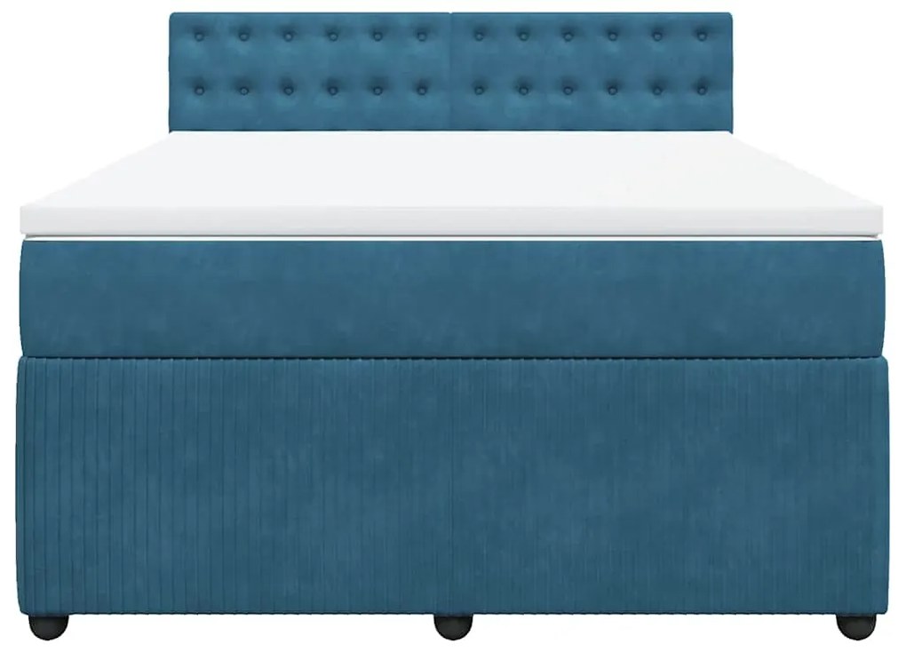 Cama com molas/colchão 140x200 cm veludo azul