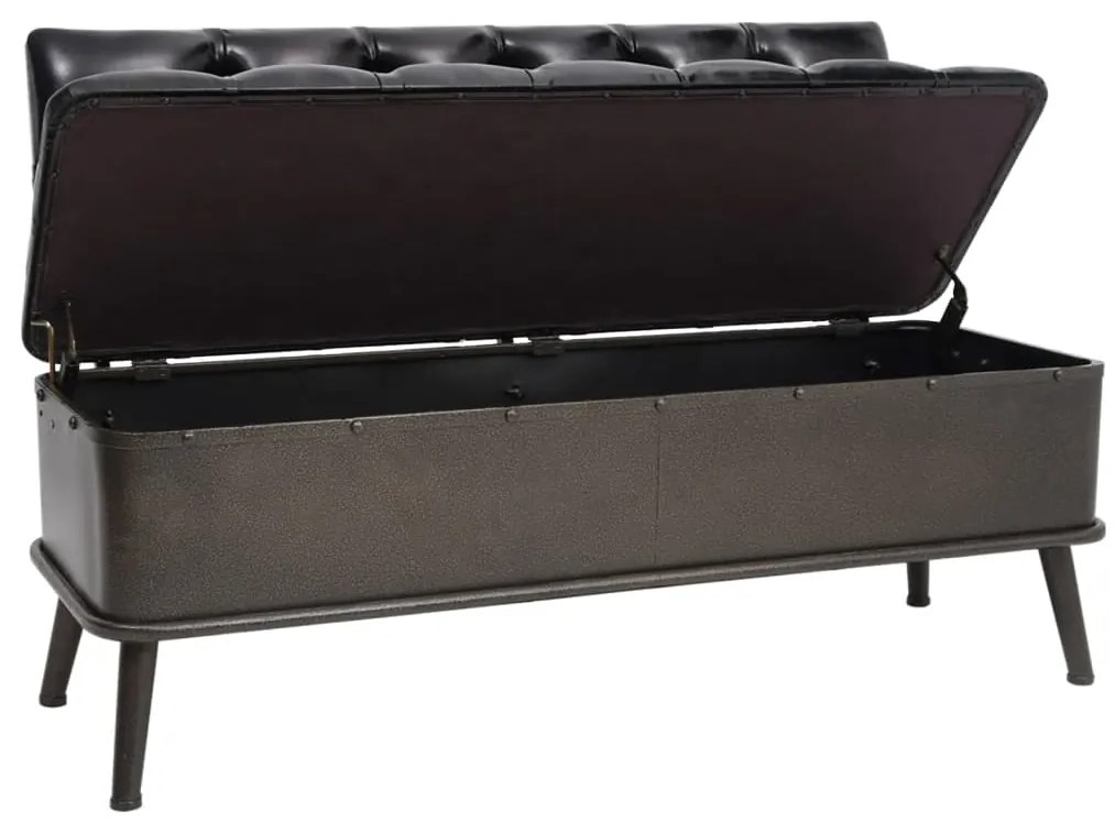 Banco de arrumação com encosto 110 cm couro artificial preto