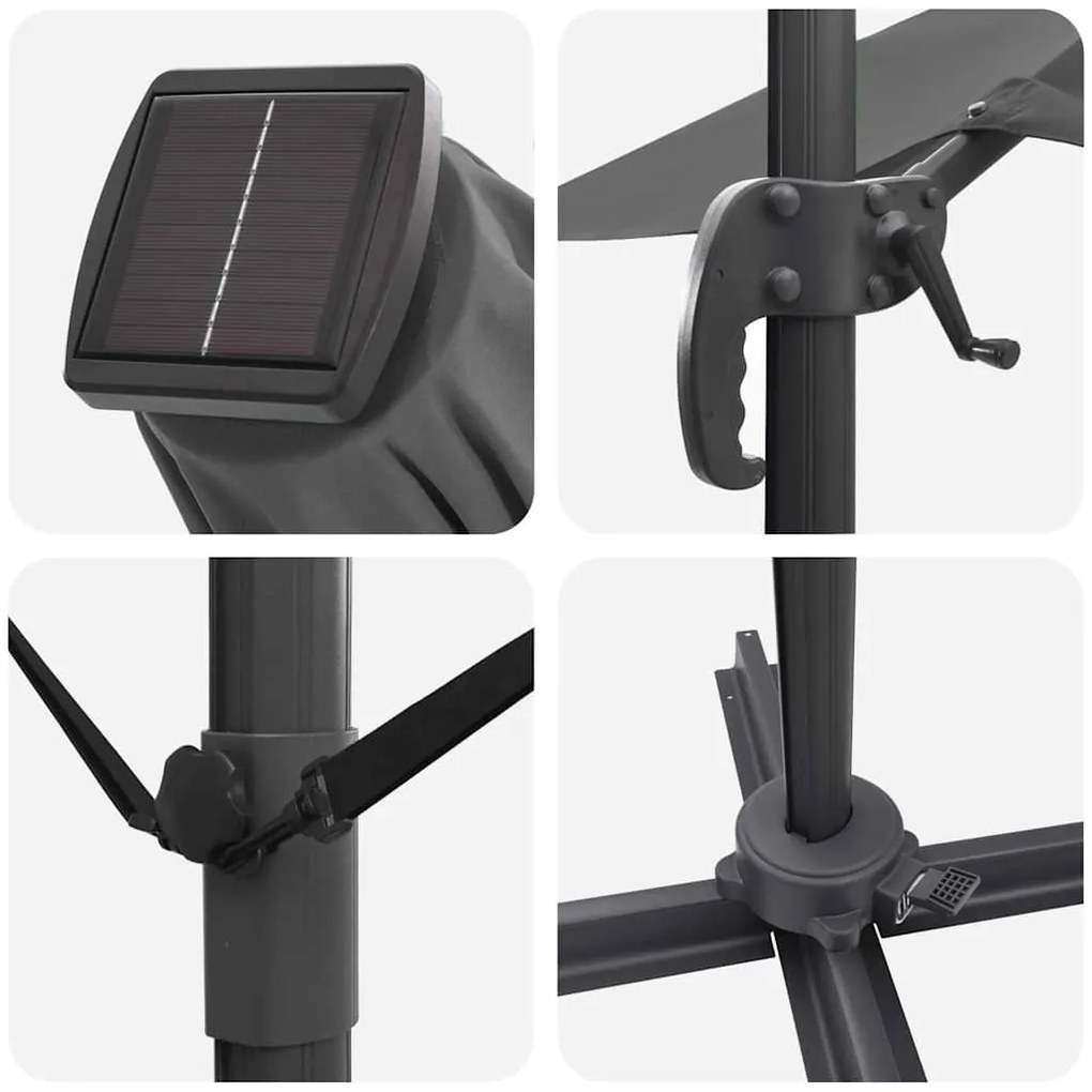 Parasol Cantilever Roma com LEDs Antracite 352x251x265 cm - Estrutura
