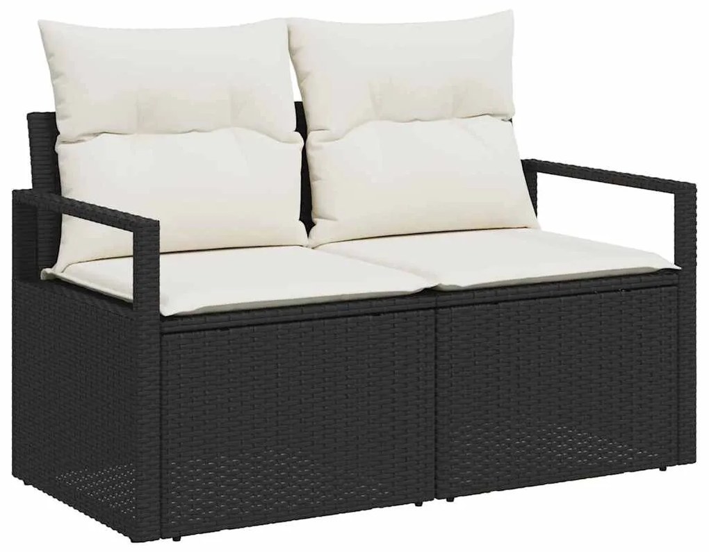 Conjunto de Sofá de Jardim vidaXL de 9 peças com Almofadas Preto Vime