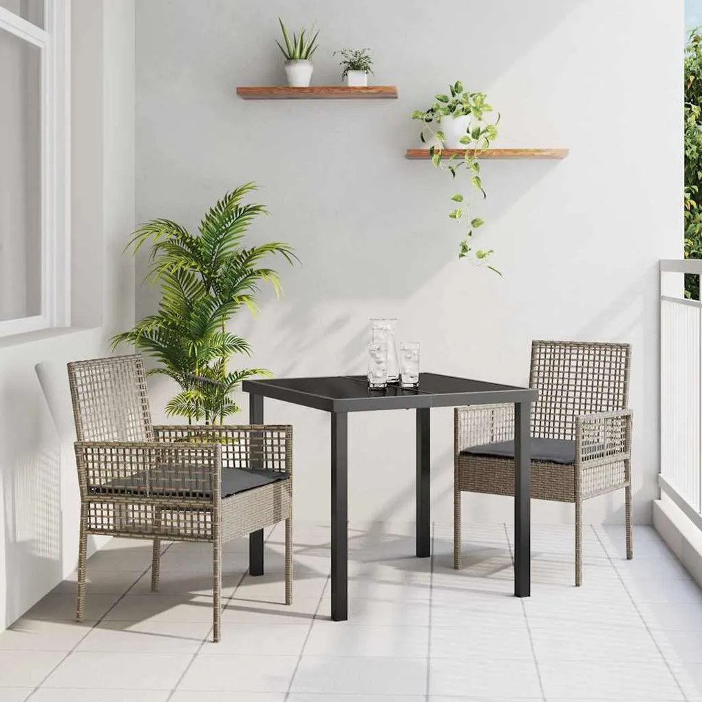 vidaXL Cadeira de Jardim 2 pcs Cinzeto 53 x 60 x 85cm vime PE