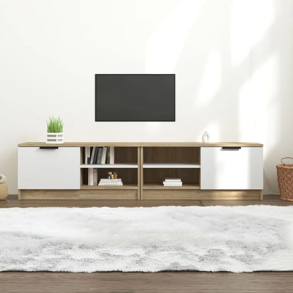 811477 vidaXL Armários TV 2pcs 80x35x36,5cm derivados madeira carvalho/branco