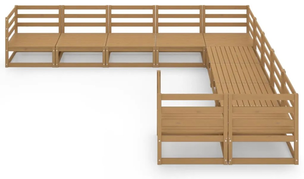 10 pcs conjunto lounge de jardim pinho maciço