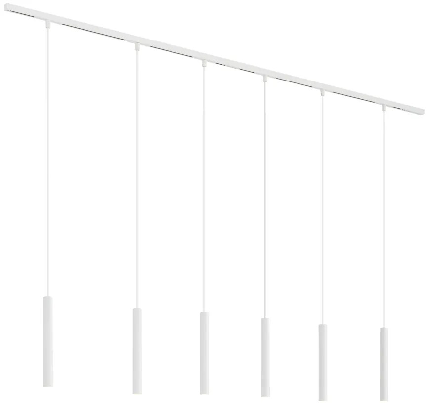 Sistema de iluminação de trilho moderno com 6 pendentes brancas monofásicas - Slimline Keno