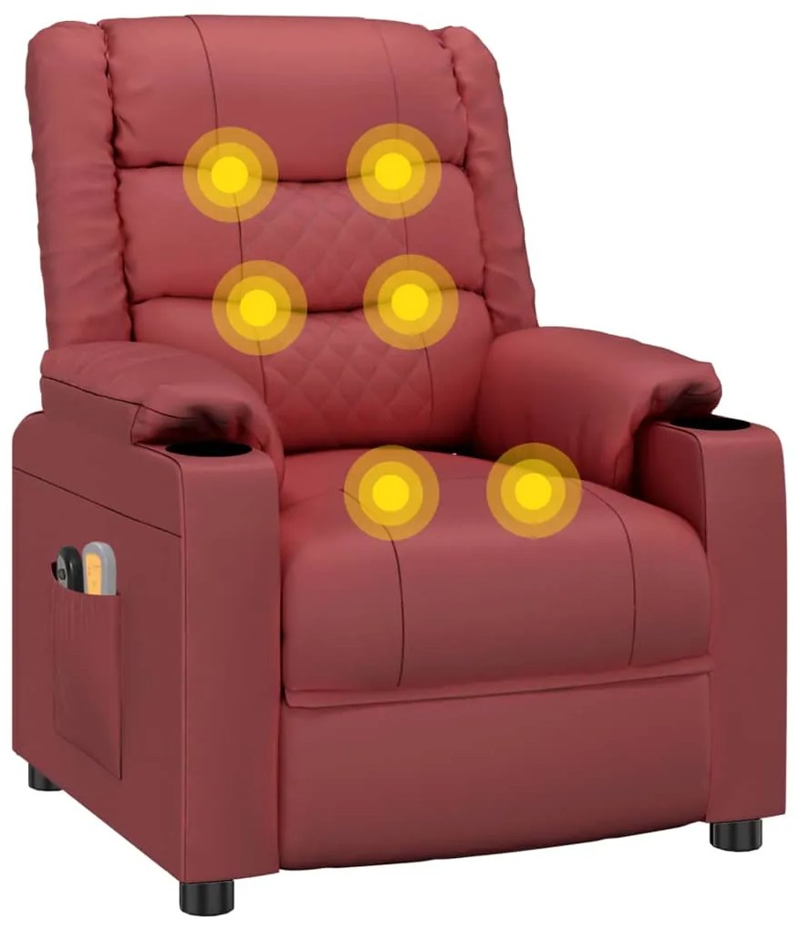 Poltrona de massagens elétrica couro artificial vermelho tinto