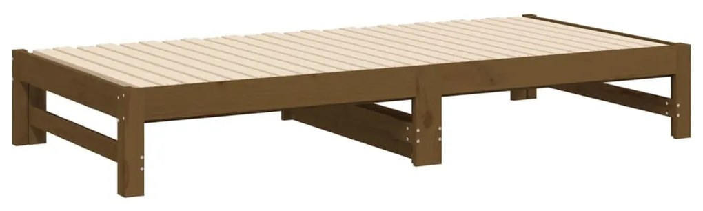 Estrutura sofá-cama de puxar 2x(90x190)cm pinho maciço castanho