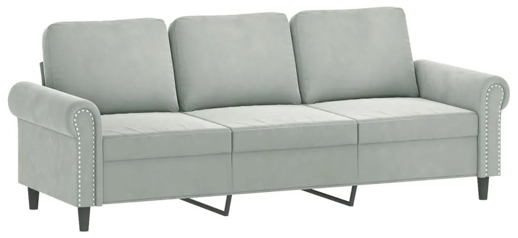 3 pcs conjunto de sofás com almofadões veludo cinzento-claro