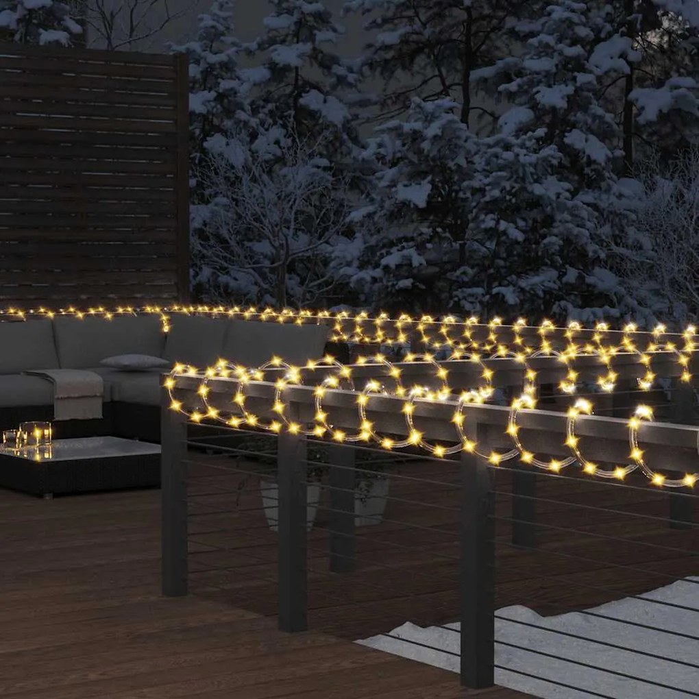 vidaXL Cordão de luzes com 1200 luzes LED 50 m PVC branco quente