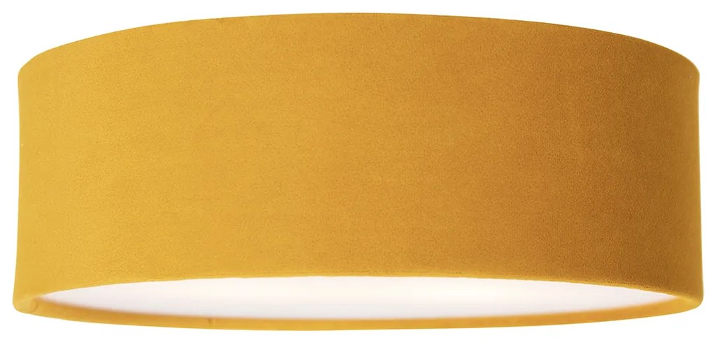Candeeiro de teto moderno amarelo com interior dourado 30 cm - Drum Moderno