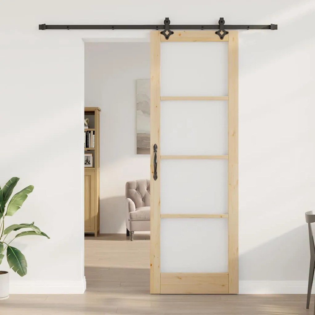 Porta Deslizante com Conjunto de Ferragens 78x232 cm Madeira Sólida de