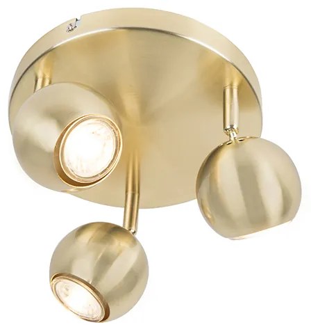 Projetores redondos retro em latão com placa de teto 3-luzes - Gissi Moderno
