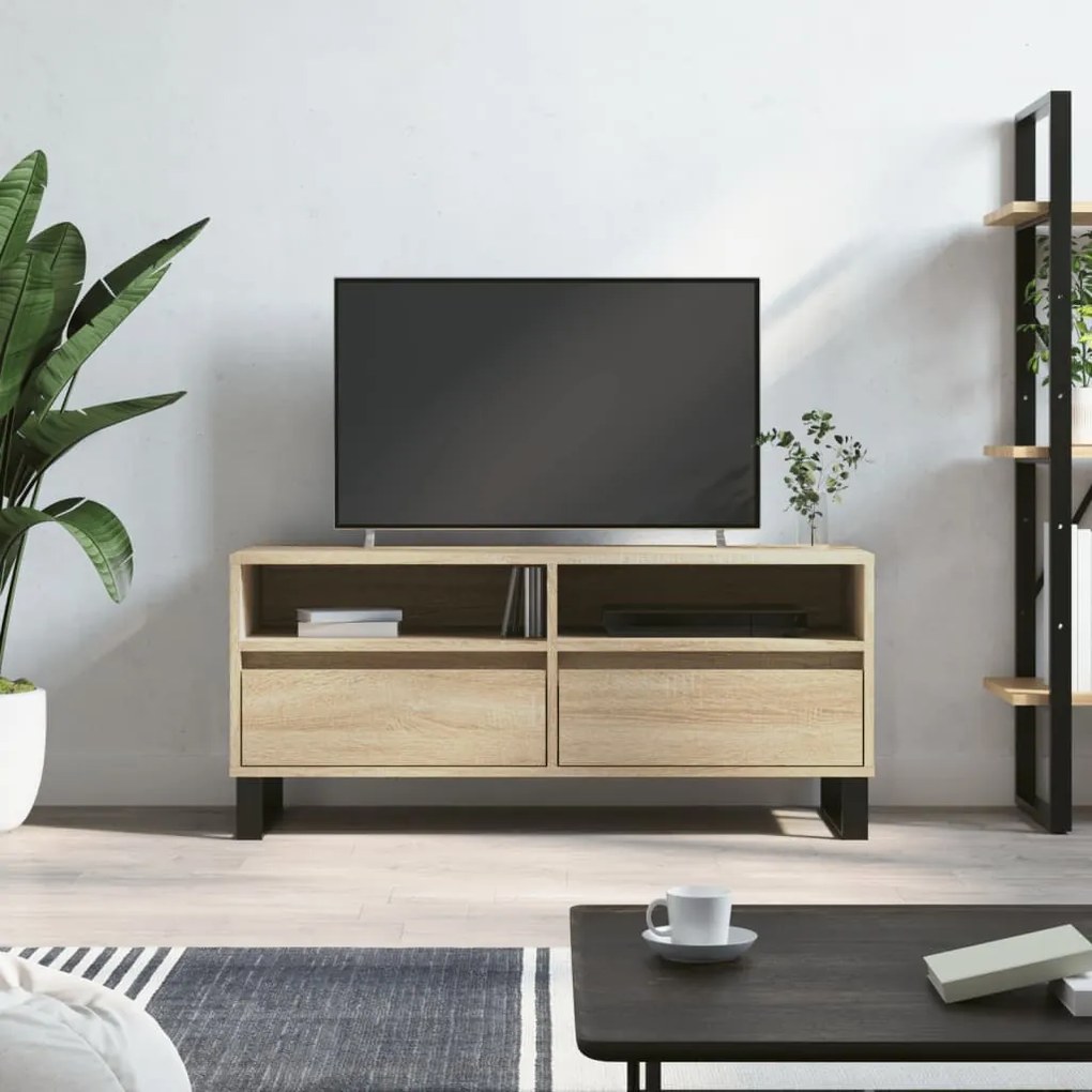 vidaXL Móvel p/ TV 100x34,5x44,5 cm derivados madeira carvalho sonoma