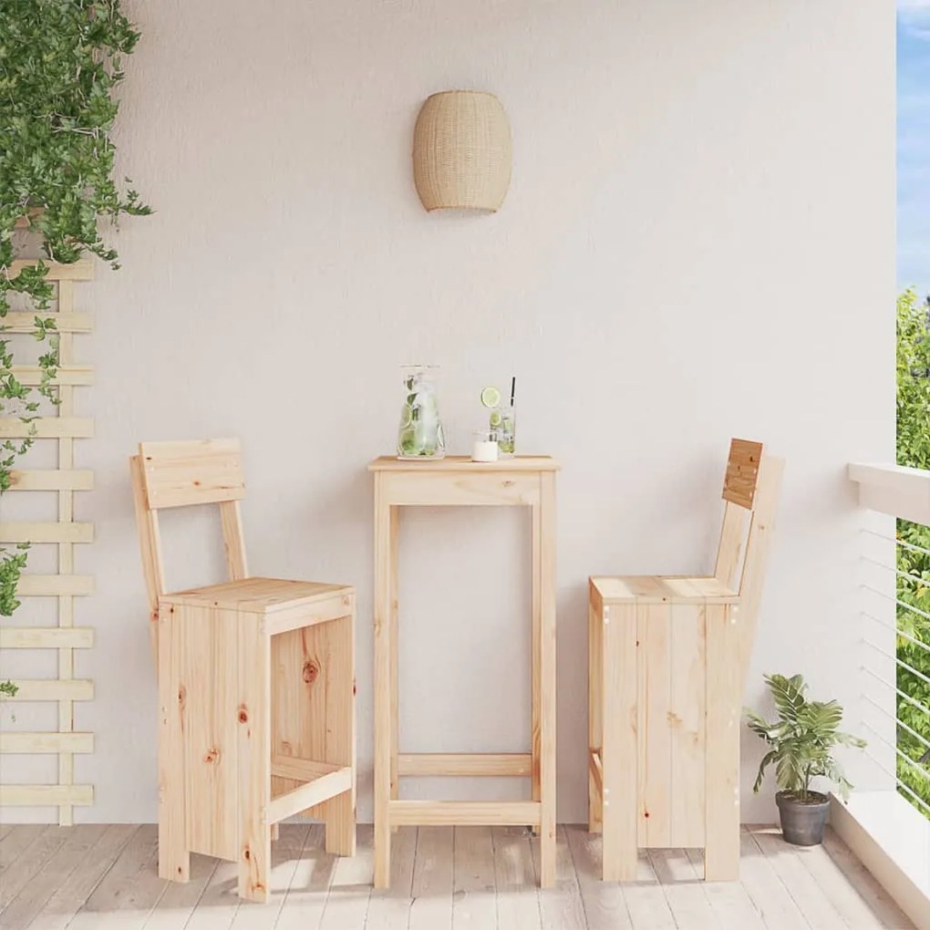vidaXL Cadeiras de bar 2 pcs 40x48,5x115,5 cm madeira de pinho maciça