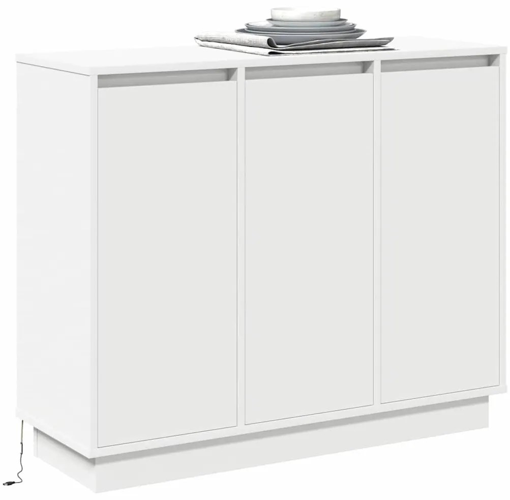 Aparador vidaXL com LED Branco 90x32x75 cm em madeira de engenharia