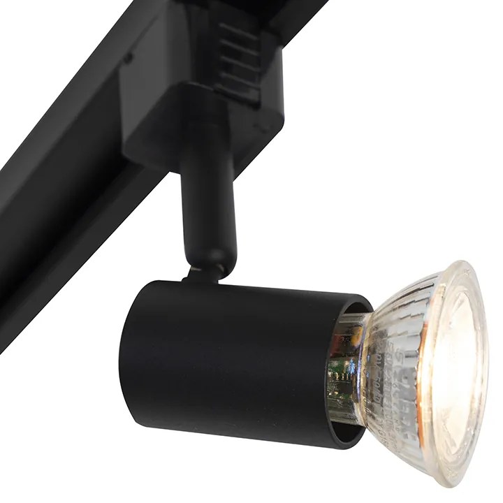 Sistema de calhas de iluminação inteligente preto monofásico com 5 luzes incluindo Wifi GU10 - Iconic Jeany