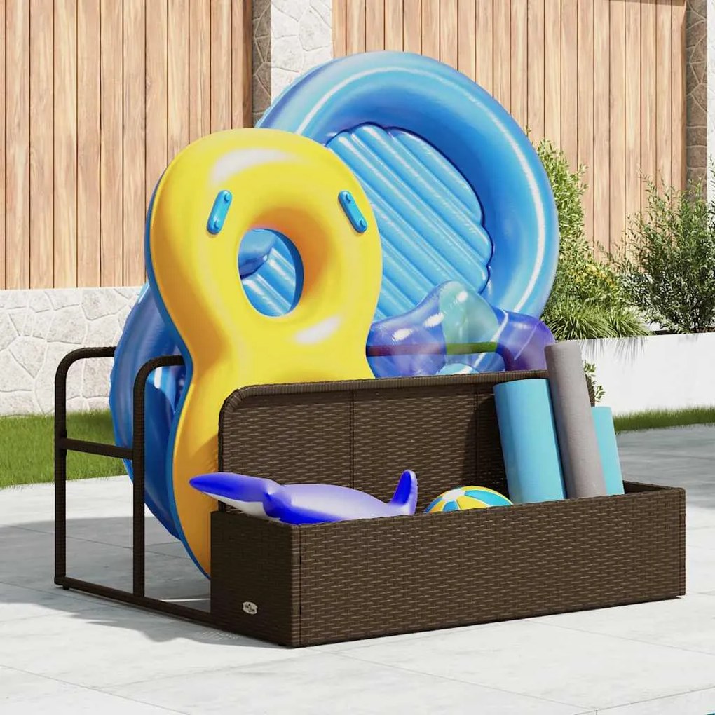 Armazenamento de bóias junto à piscina 110x100x57 cm vime PE