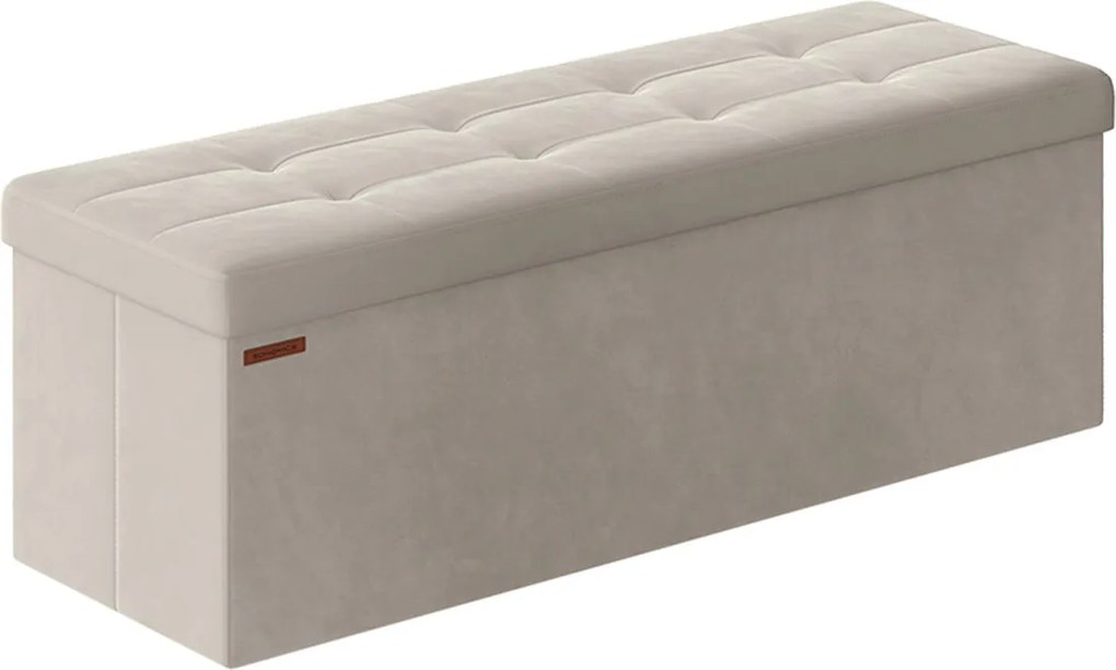 Banco com espaço de arrumação em veludo 38 x 110 x 38 cm creme