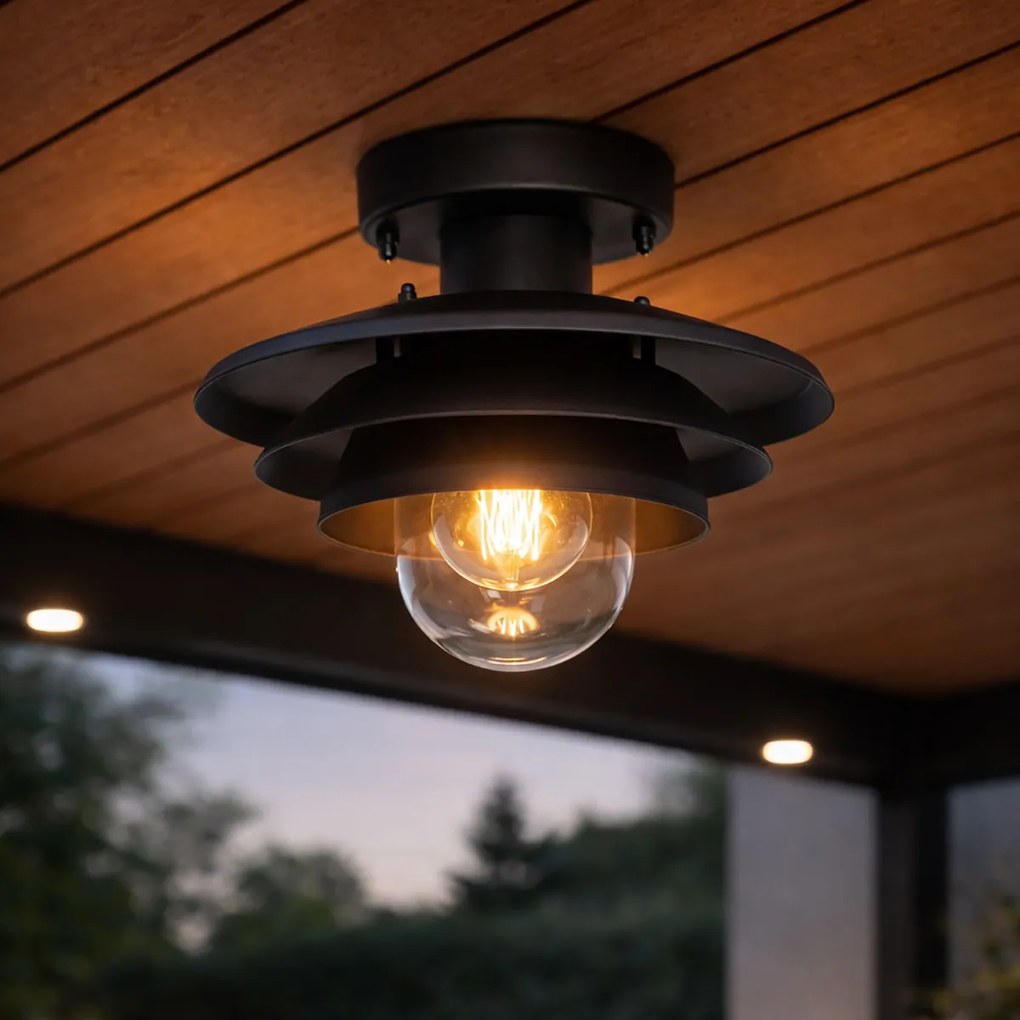 Candeeiro de teto exterior design preto IP44 - Morty