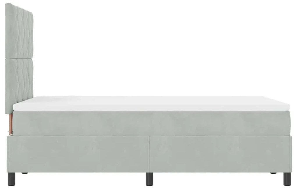 Cama Box Spring com Colchão Cinza Claro 120x200 cm Veludo