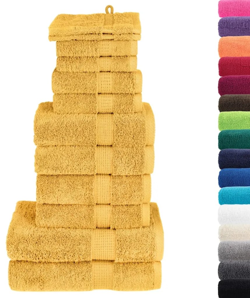 12pcs Conjunto toalhas banho premium SOLUND 600gsm dourado