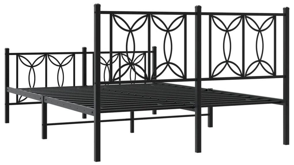 Estrutura de cama com cabeceira e pés 140x190 cm metal preto