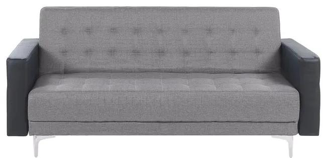 Sofá de 3 lugares reclinável em tecido cinzento claro e preto ABERDEEN