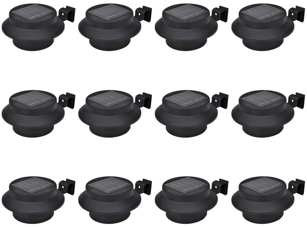 Candeeiros solares de exterior LED para vedações 12 pcs preto