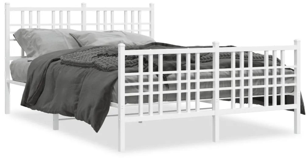 vidaXL Estrutura de cama com cabeceira e pés 140x200 cm metal branco