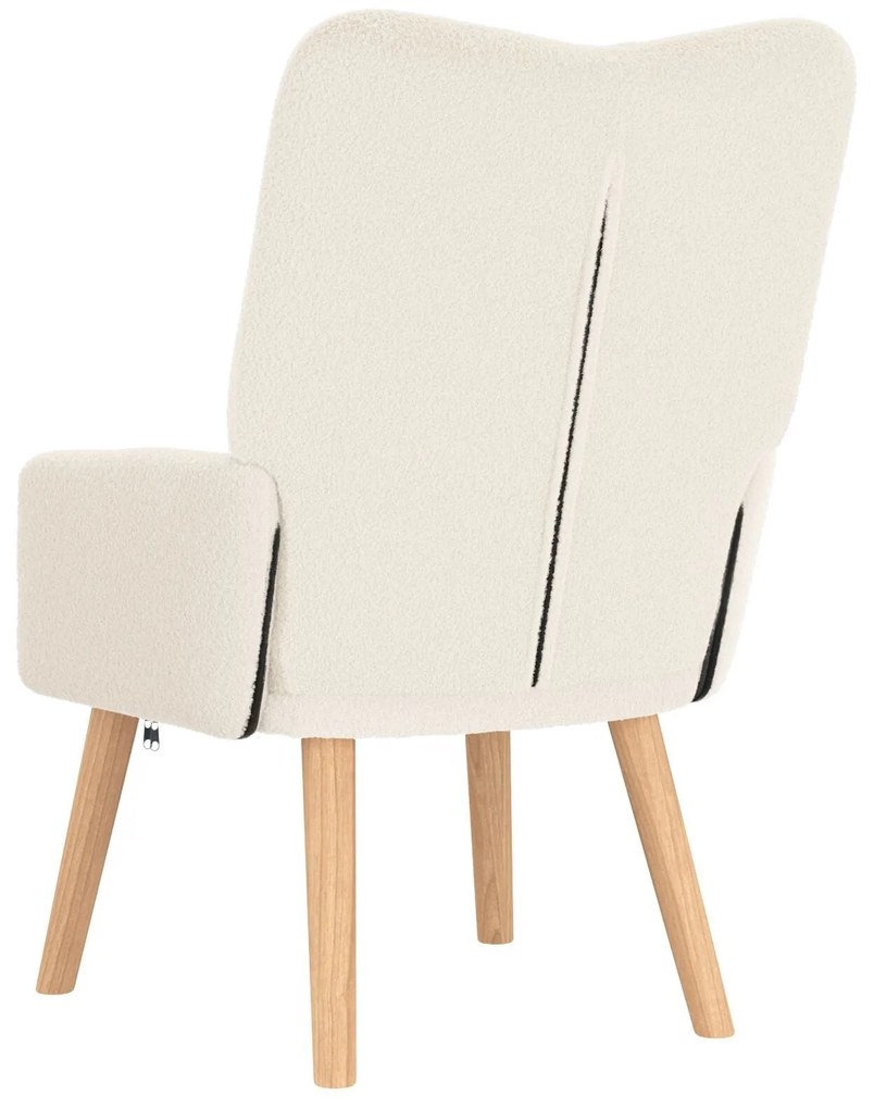 Cadeira Relaxante vidaXL Creme de Tecido com Pelo