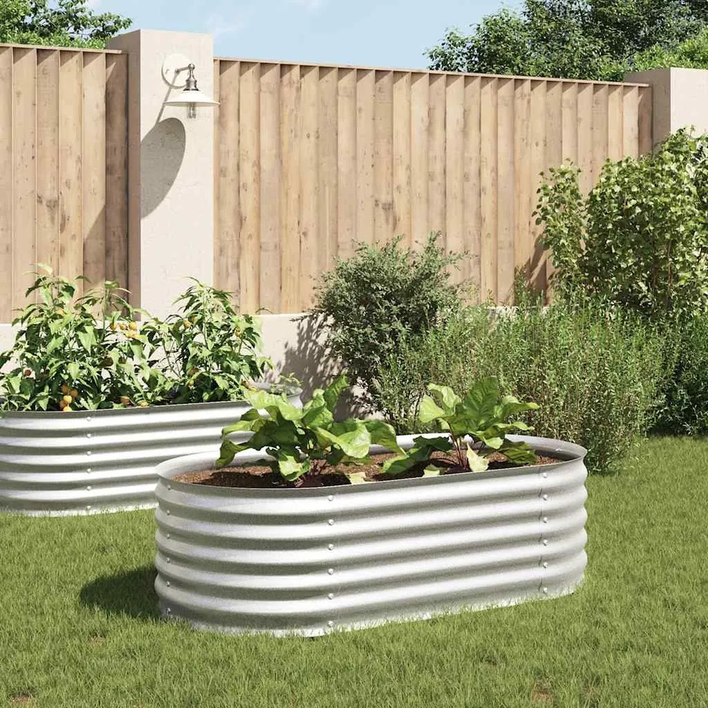 Canteiro elevado de jardim aço galvanizado 160x80x44cm prateado