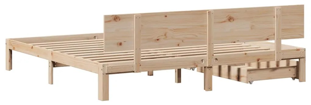 Estrutura de cama c/ gavetas 180x200 cm madeira de pinho maciça