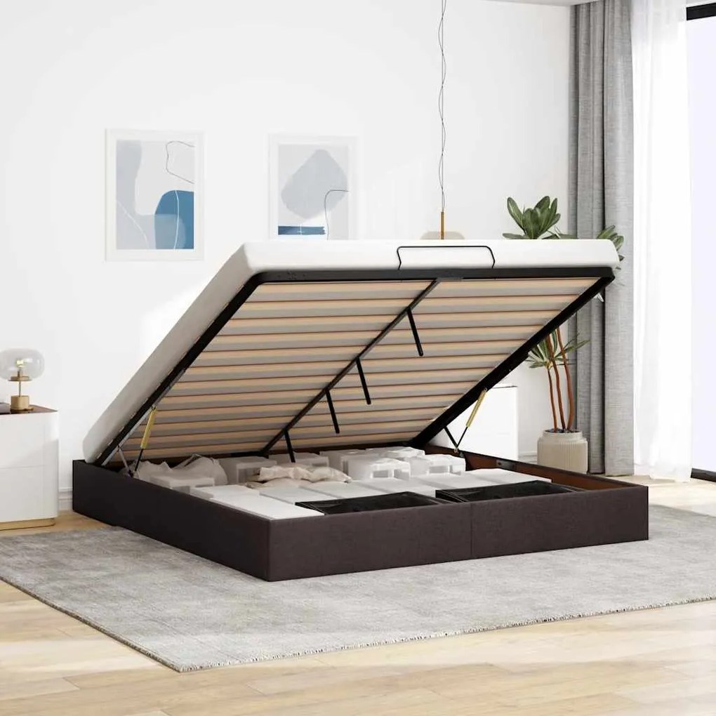 vidaXL Estrutura de cama otomana sem colchão 160x200cm castanho-escuro