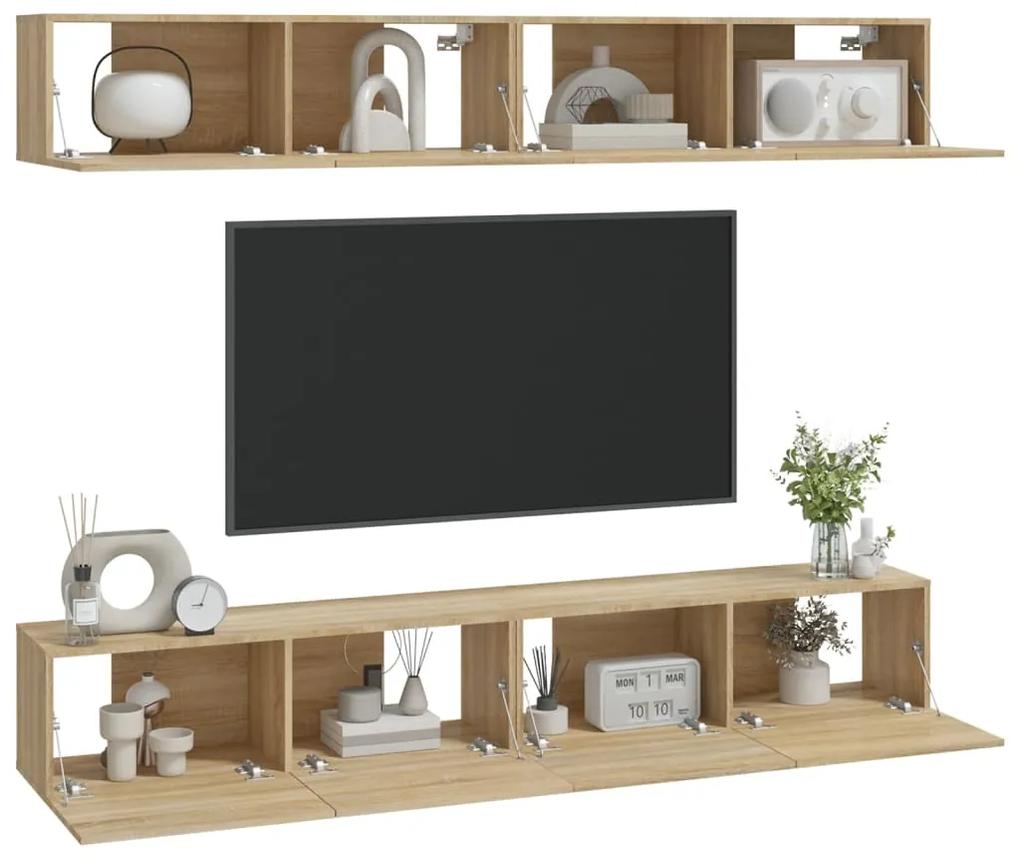 Móveis de TV para parede 4 pcs 100x30x30 cm carvalho sonoma