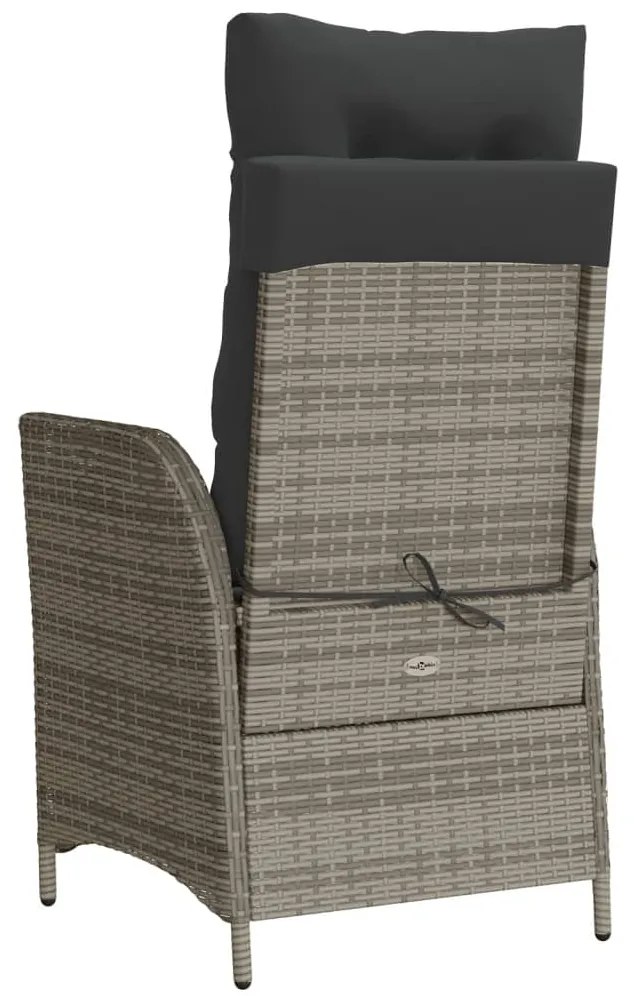 Cadeiras jardim reclináveis 2 pcs c/ almofadões vime PE cinza