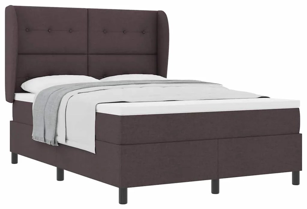 Cama Box com colchão marrom escuro, 140x190 cm, tecido
