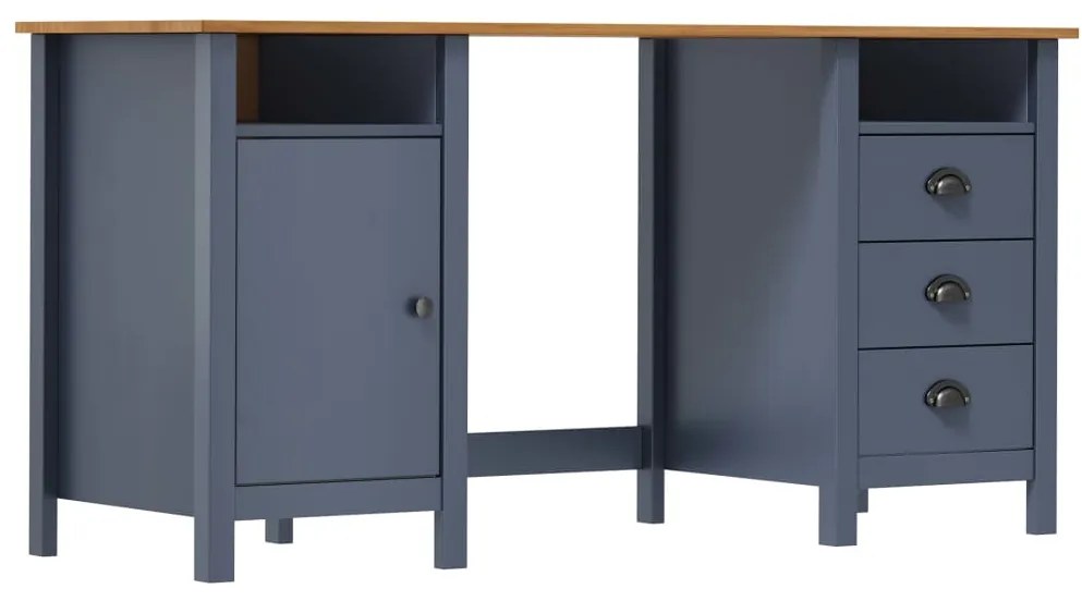 289001 vidaXL Secretária Hill 150x50x74 cm pinho maciço cinzento