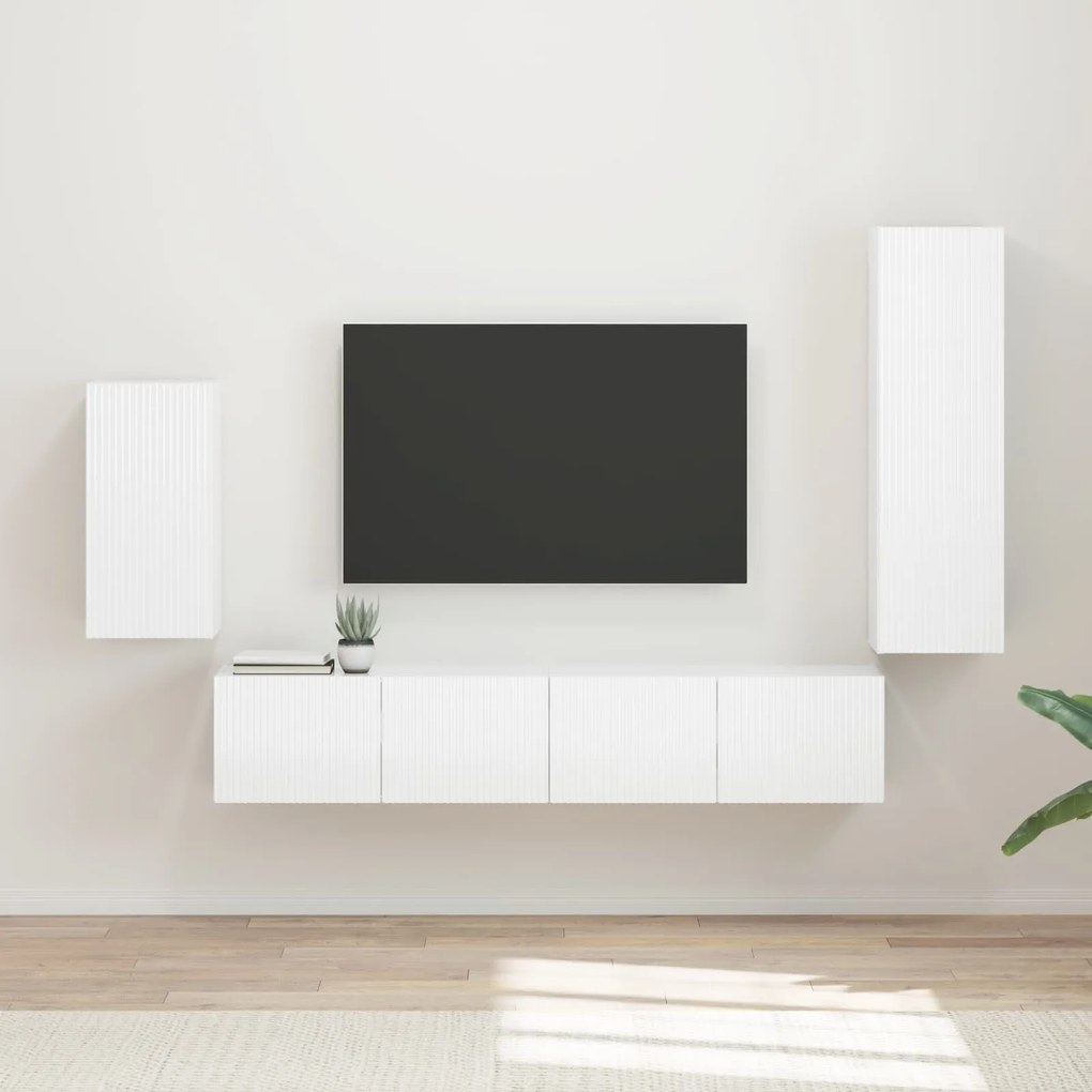 vidaXL Conjunto de móvel de TV 3 pcs Branco Brilhante