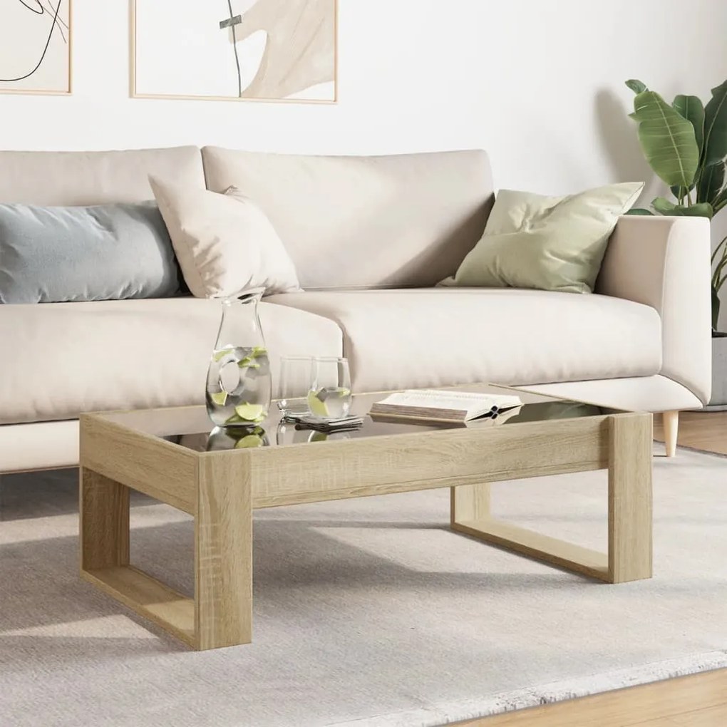 Mesa de centro luzes LED Infinity 90x53x30 cm carvalho sonoma