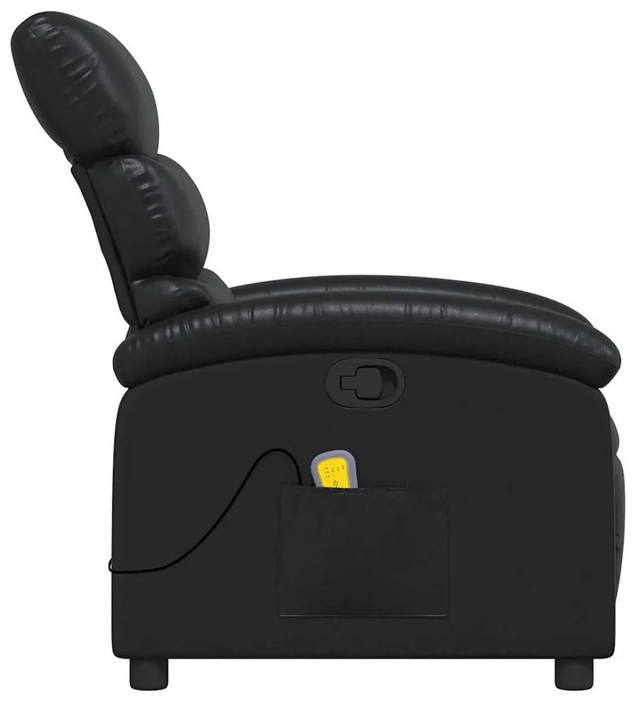 Poltrona de massagens reclinável couro artificial preto