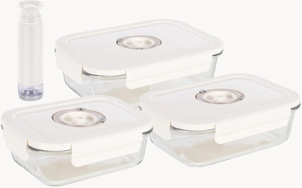 Recipientes de vidro para alimentos a vácuo com bomba manual Aspifresh, conjunto de 3