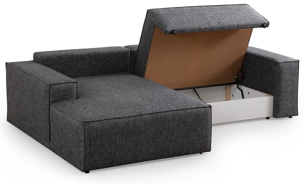 Sofá-Cama de Canto Pırlo – Cinzento Escuro – 260x78x170 cm