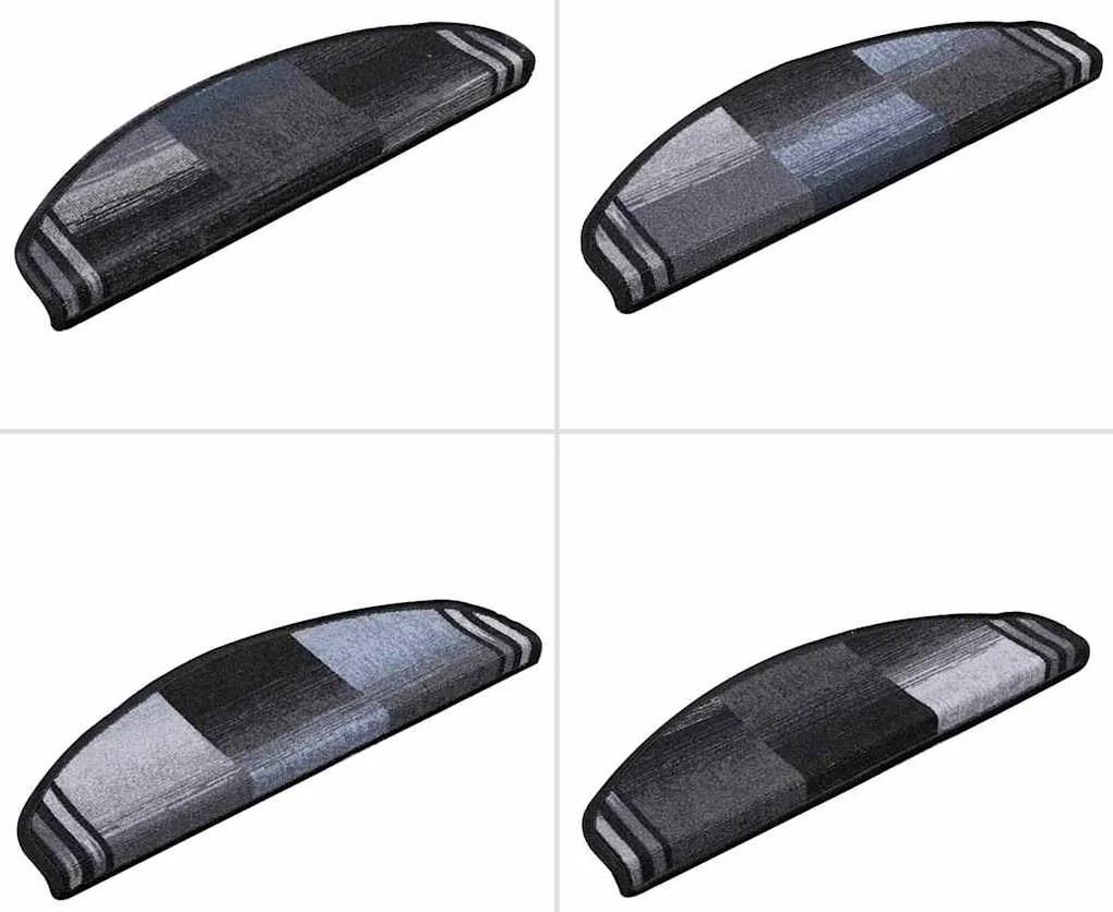 Tapetes de escadas adesivos 10 pcs 65x21x4 cm preto e cinzento