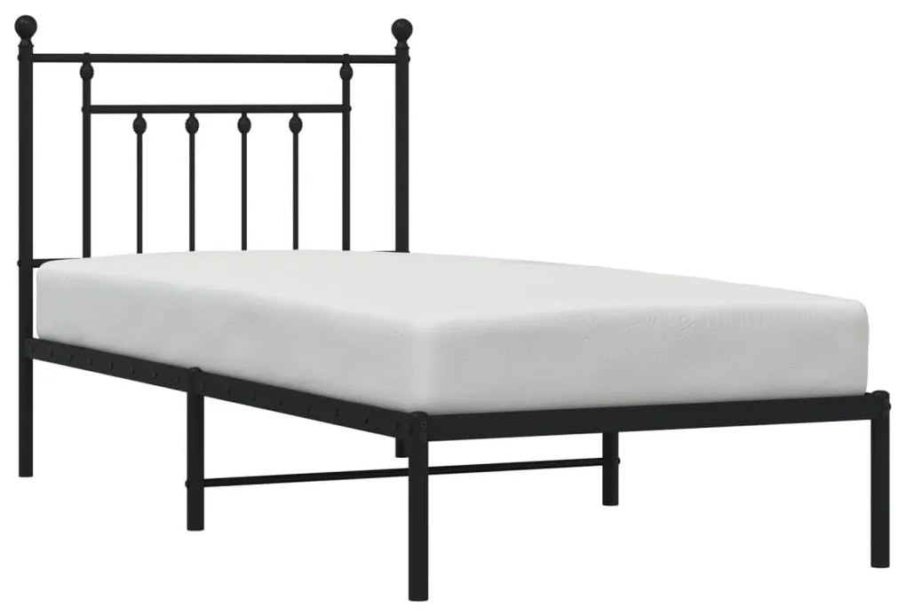 Estrutura de cama com cabeceira 90x190 cm metal preto