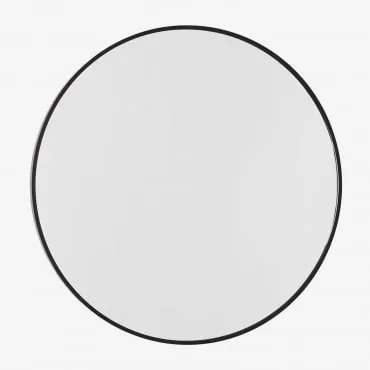 Espelho De Parede Redondo Ø60 Cm Em Alumínio Oreste Preto - Sklum