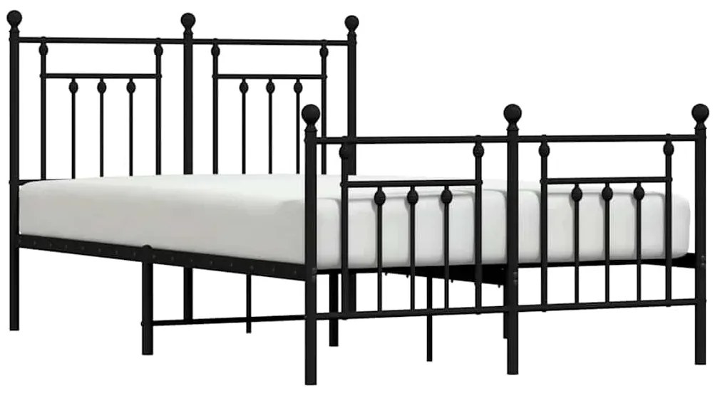 Estrutura de cama com cabeceira e pés 135x190 cm metal preto