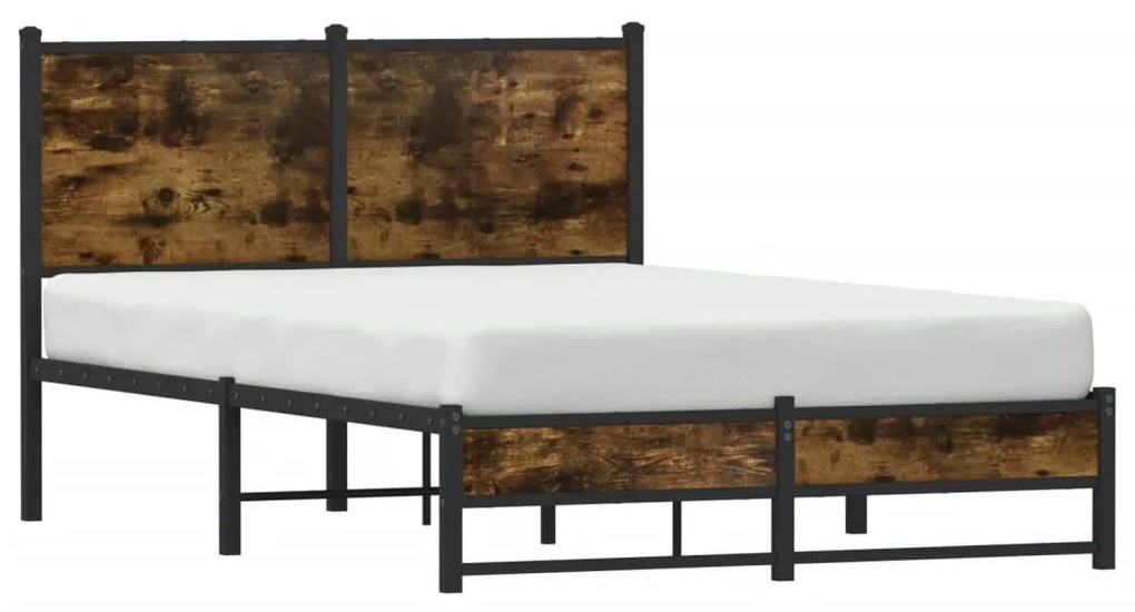 Estrutura de cama sem colchão 120x190 cm metal carvalho fumado