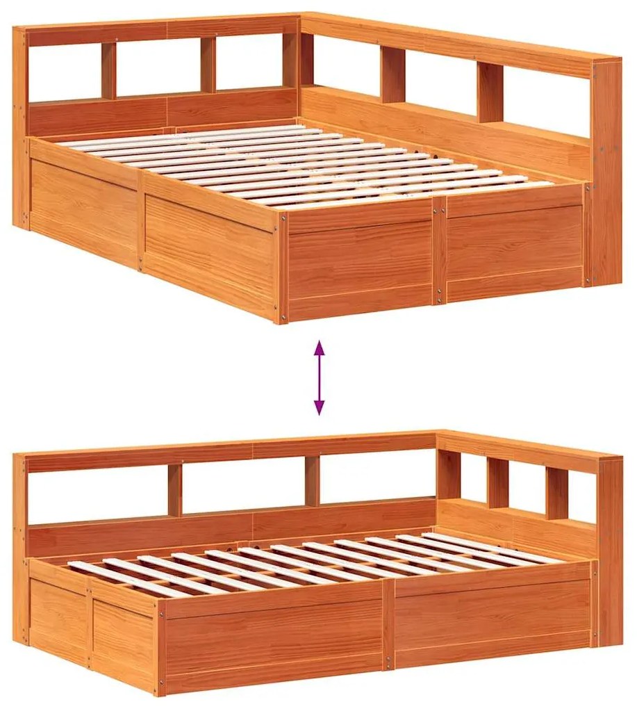Cama com estante sem colchão 140x190 cm pinho maciço